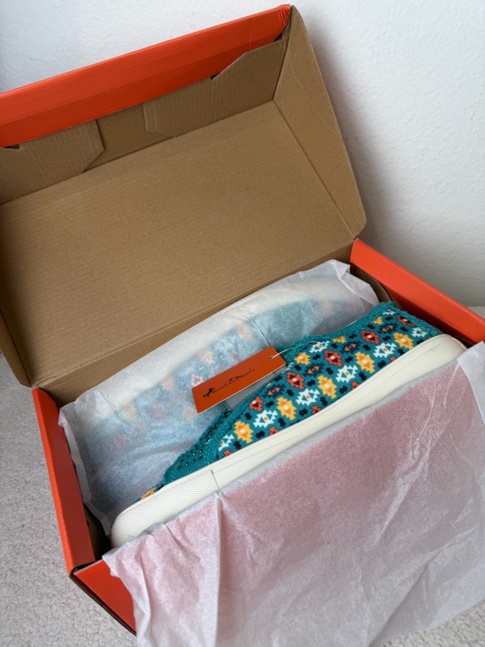 Montana West Teal Aztec Design with Rhinestones  Slip-On Sneakers NIB - Picture 7 of 10